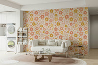 Yellow and peach daisy wall design

