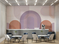 Curved abstract shapes wall covering

