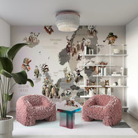 Dressed animal characters map wallpaper

