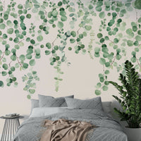 Eucalyptus pink and green wall mural for interiors

