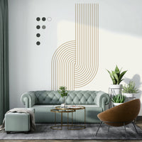 Minimal geometric flow mural with soft lines

