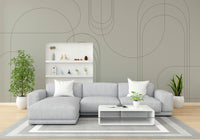Calm green arches wall mural in modern style

