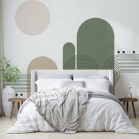 Minimalist desert vibes mural in earthy tones


