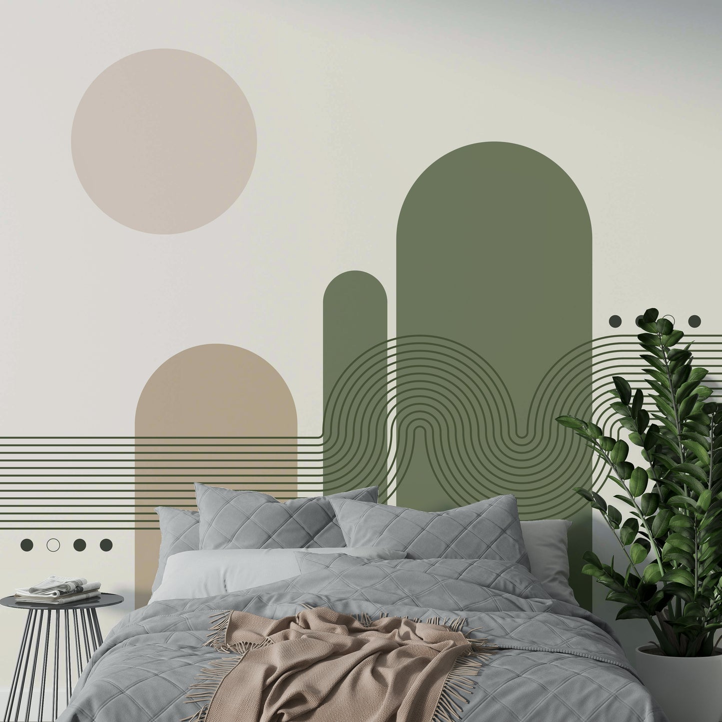Warm desert-inspired wall mural design

