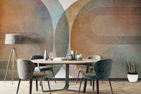 Earthy toned mural with modern curves

