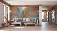 Geometric curves wallpaper for bold interiors

