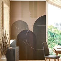 Mid Century linen 3 wall mural with neutral tones and modern design

