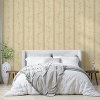 Warm floral stripe wallpaper for cozy decor


