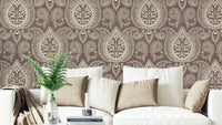 Mocha brown wallpaper with paisley patterns

