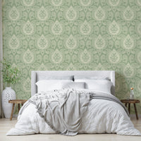 Refined paisley design in botanical green tones

