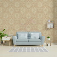 Vintage-inspired paisley wallpaper in soft beige

