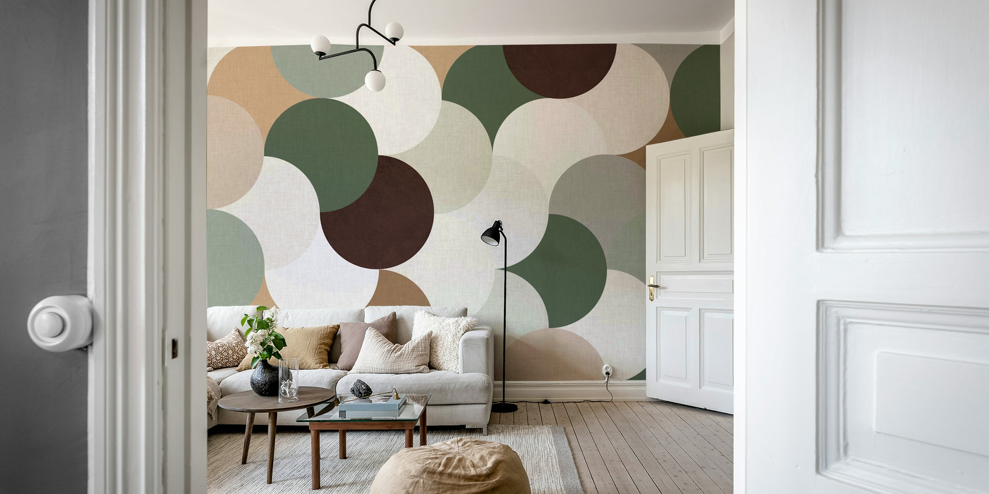 Natural hues circle abstract wall wallpaper

