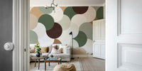 Natural hues circle abstract wall wallpaper

