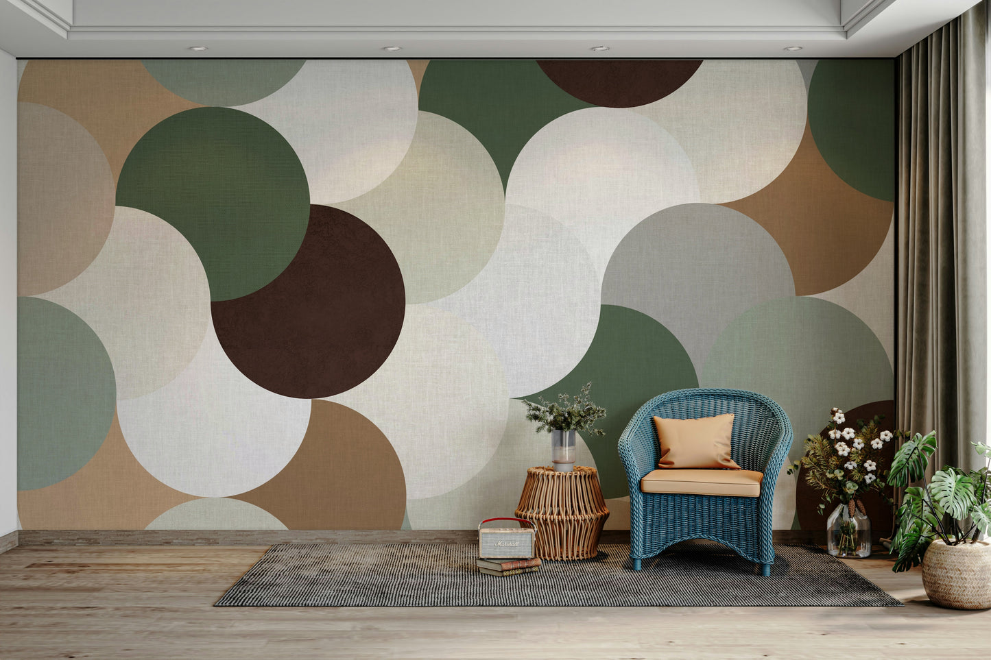 Contemporary earth color wall mural design

