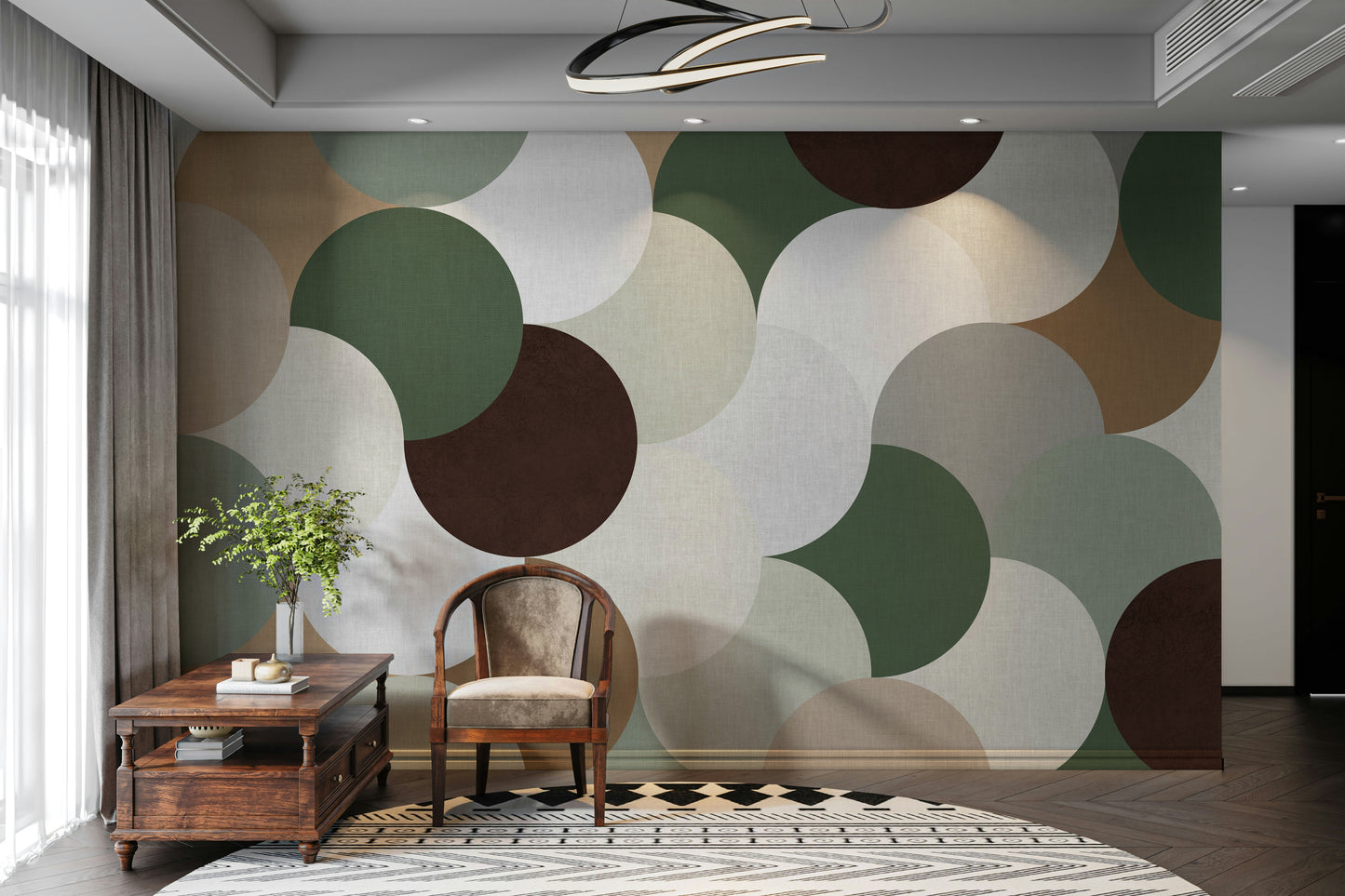 Green and brown geometric circle wallpaper

