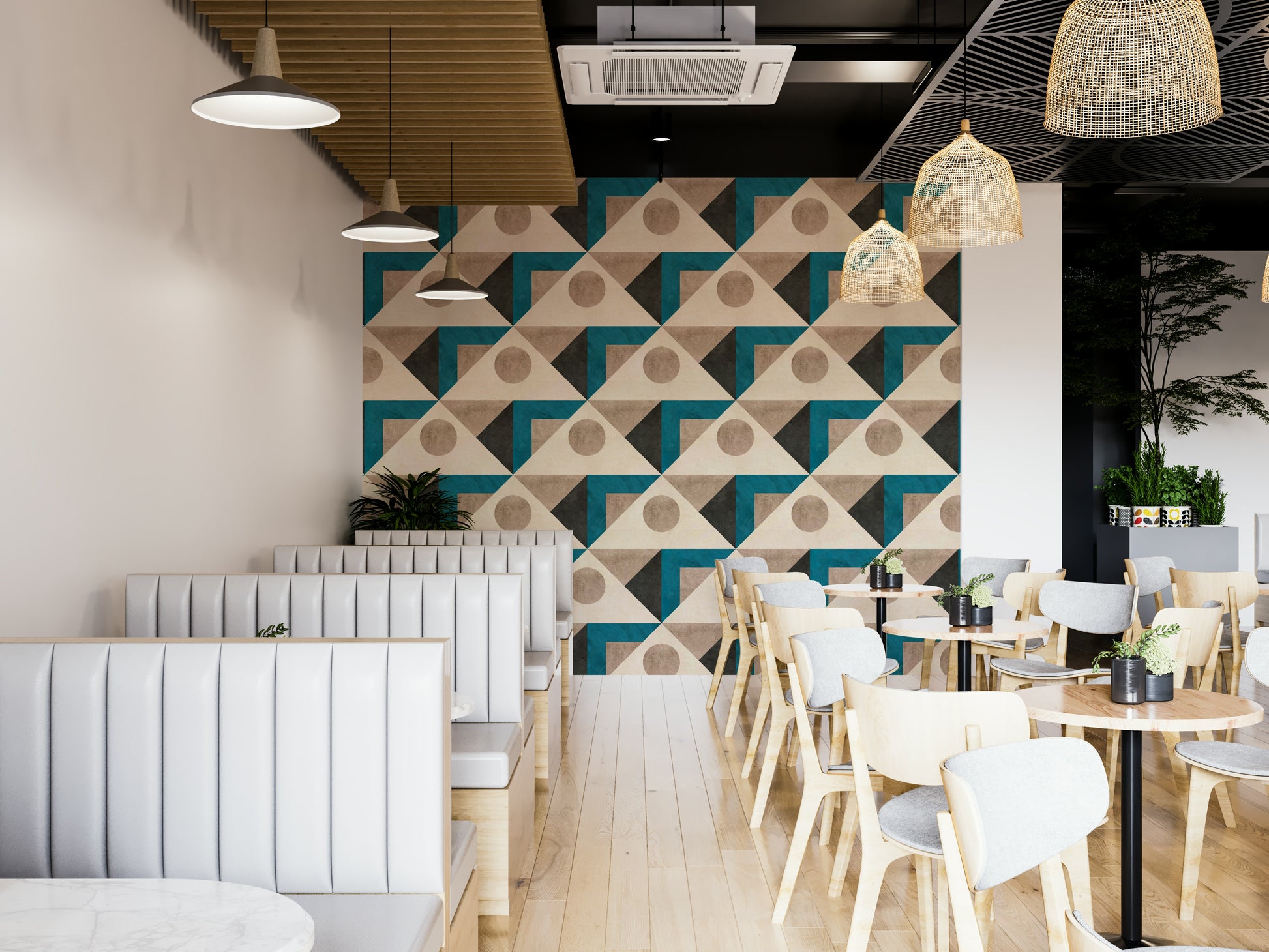 Retro abstract wallpaper with circular accents

