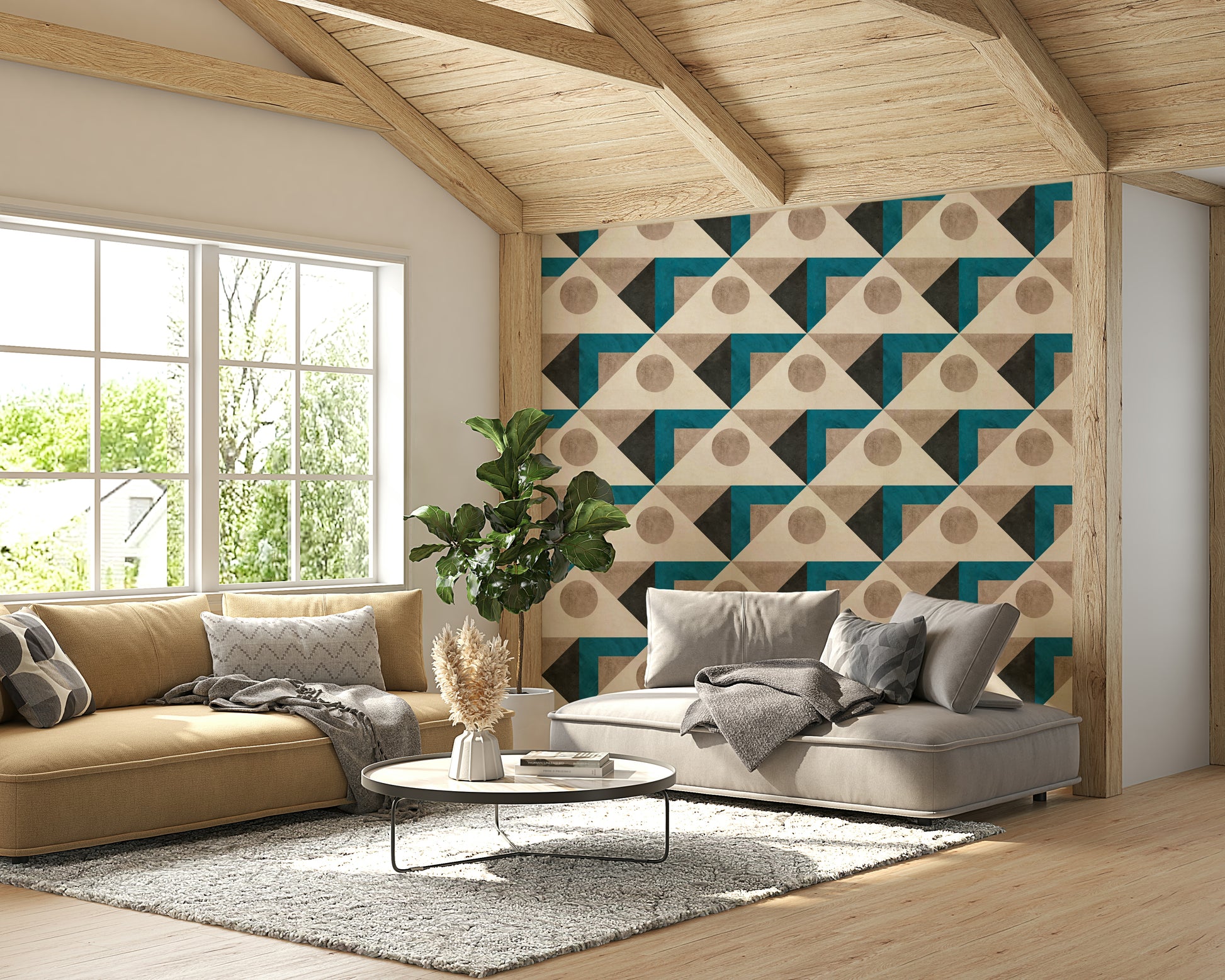 Geometric triangle pattern with terrazzo feel

