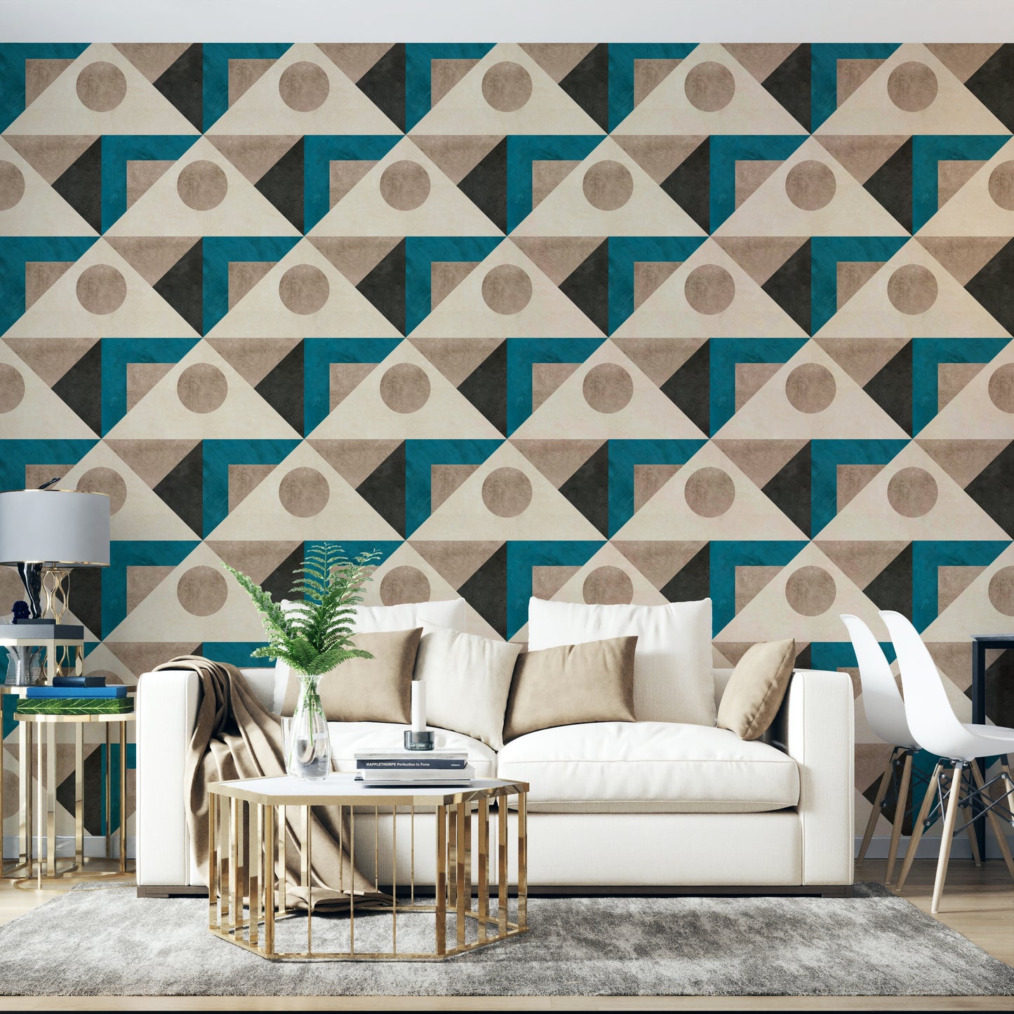 Artistic terrazzo triangle wall wallpaper

