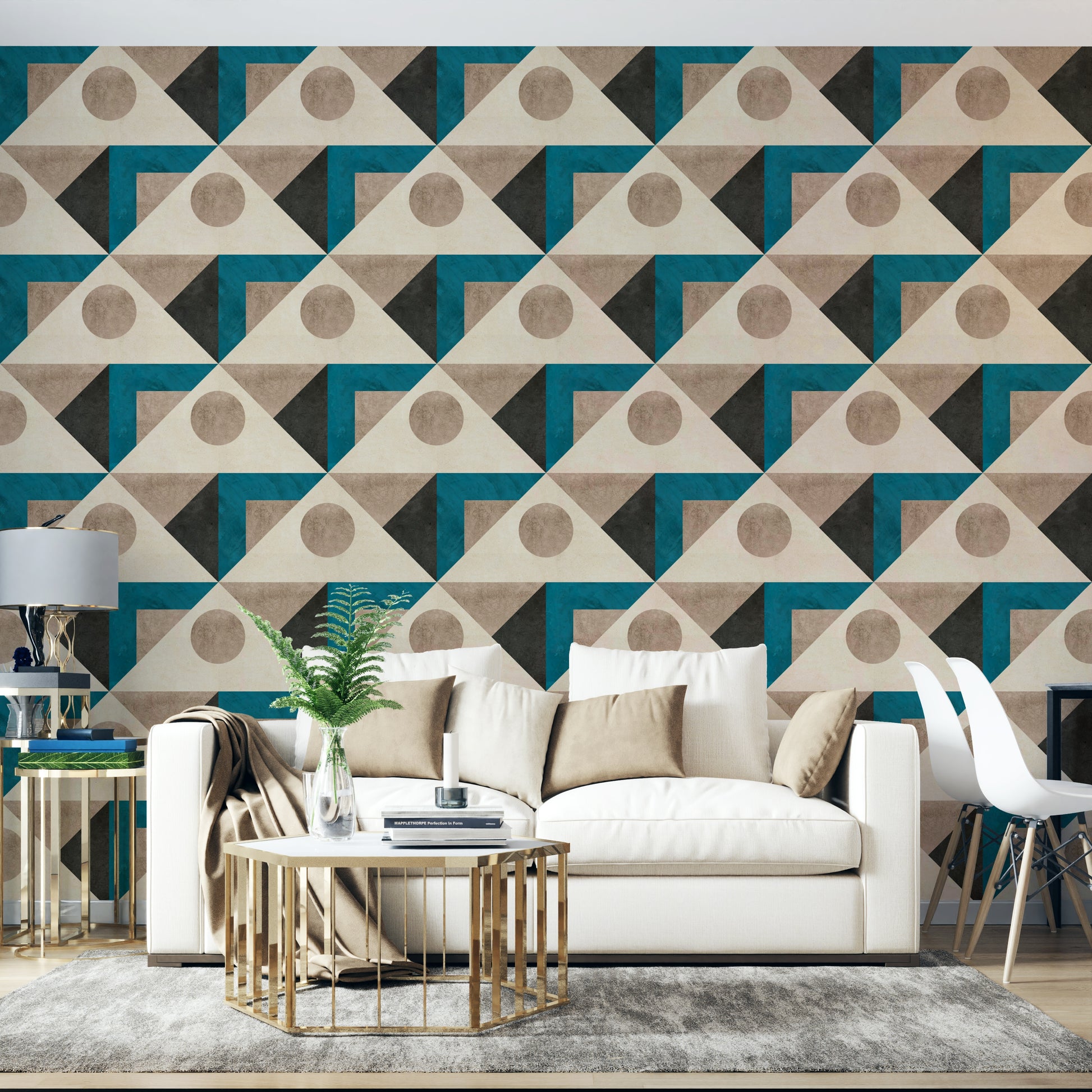 Artistic terrazzo triangle wall wallpaper

