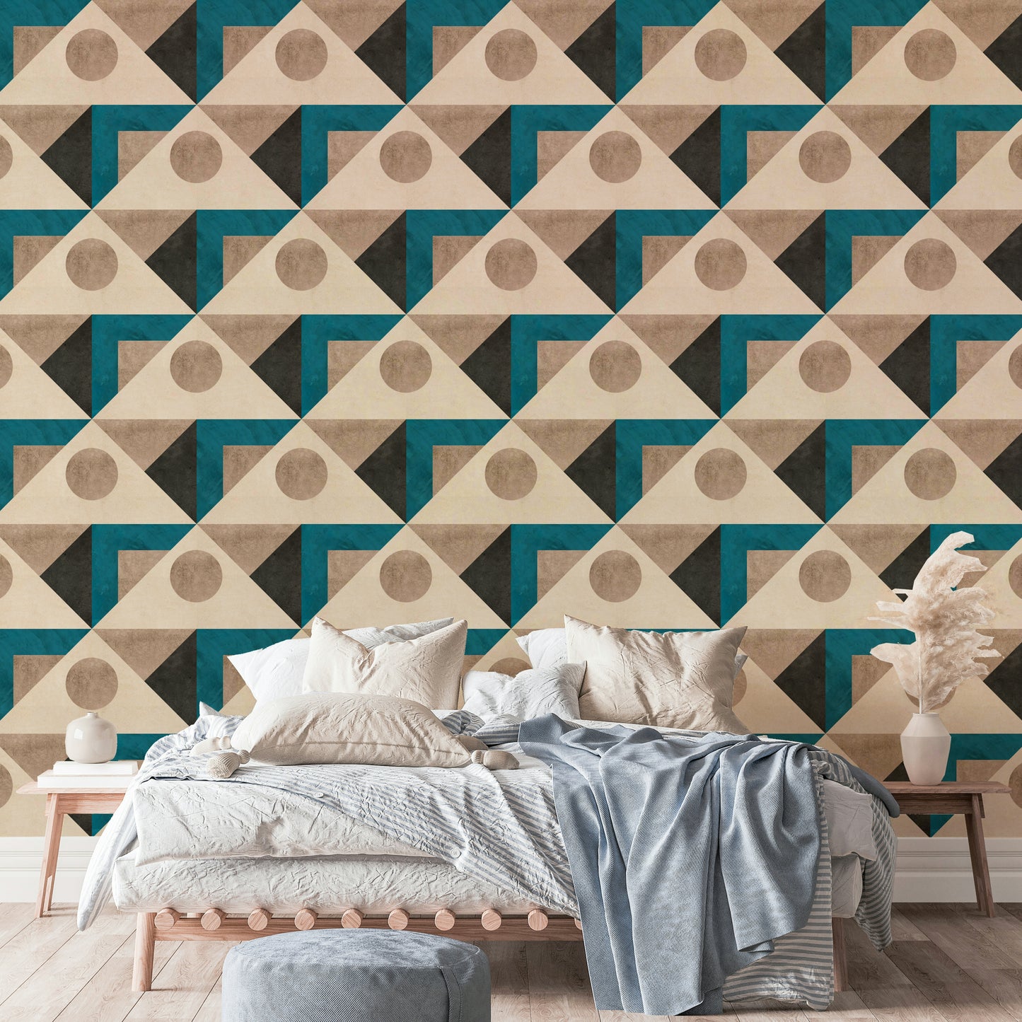 Triangle and circle pattern wallpaper mural

