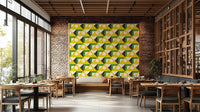 Green and yellow modern wallpaper print

