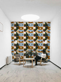 Vintage style geometric print for interiors

