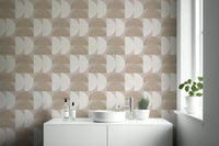 Beige half-moon pattern wallpaper for walls

