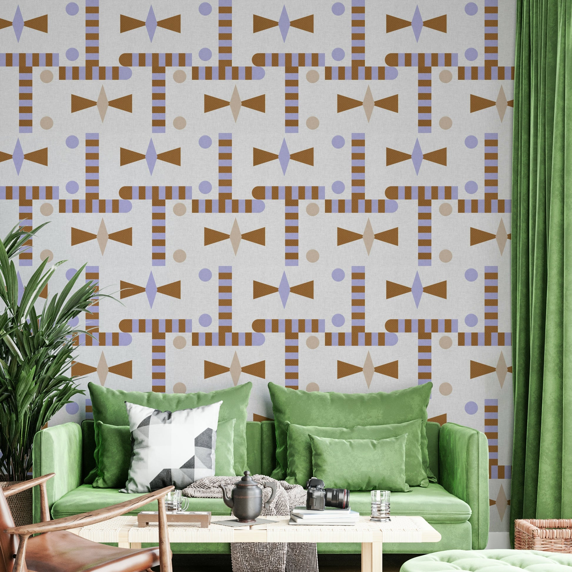 Artistic fabric-look wallpaper for interiors

