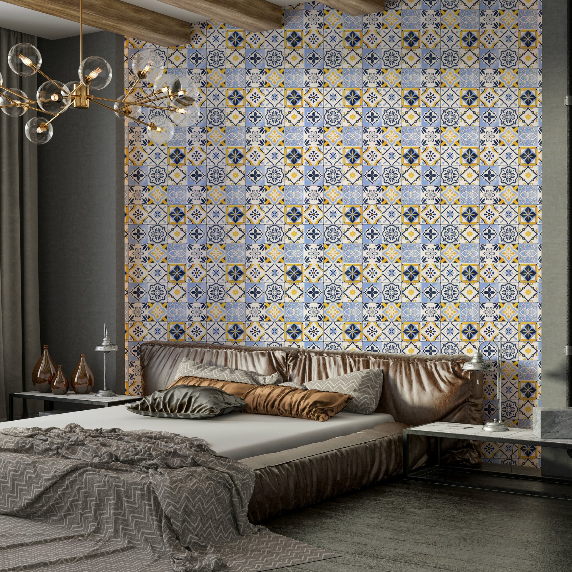 Vintage ceramic tile look for wall spaces

