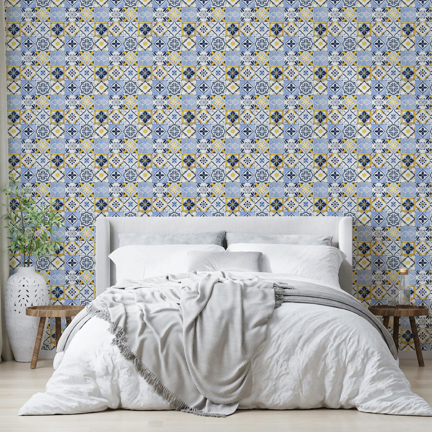 Decorative tile pattern wallpaper mural


