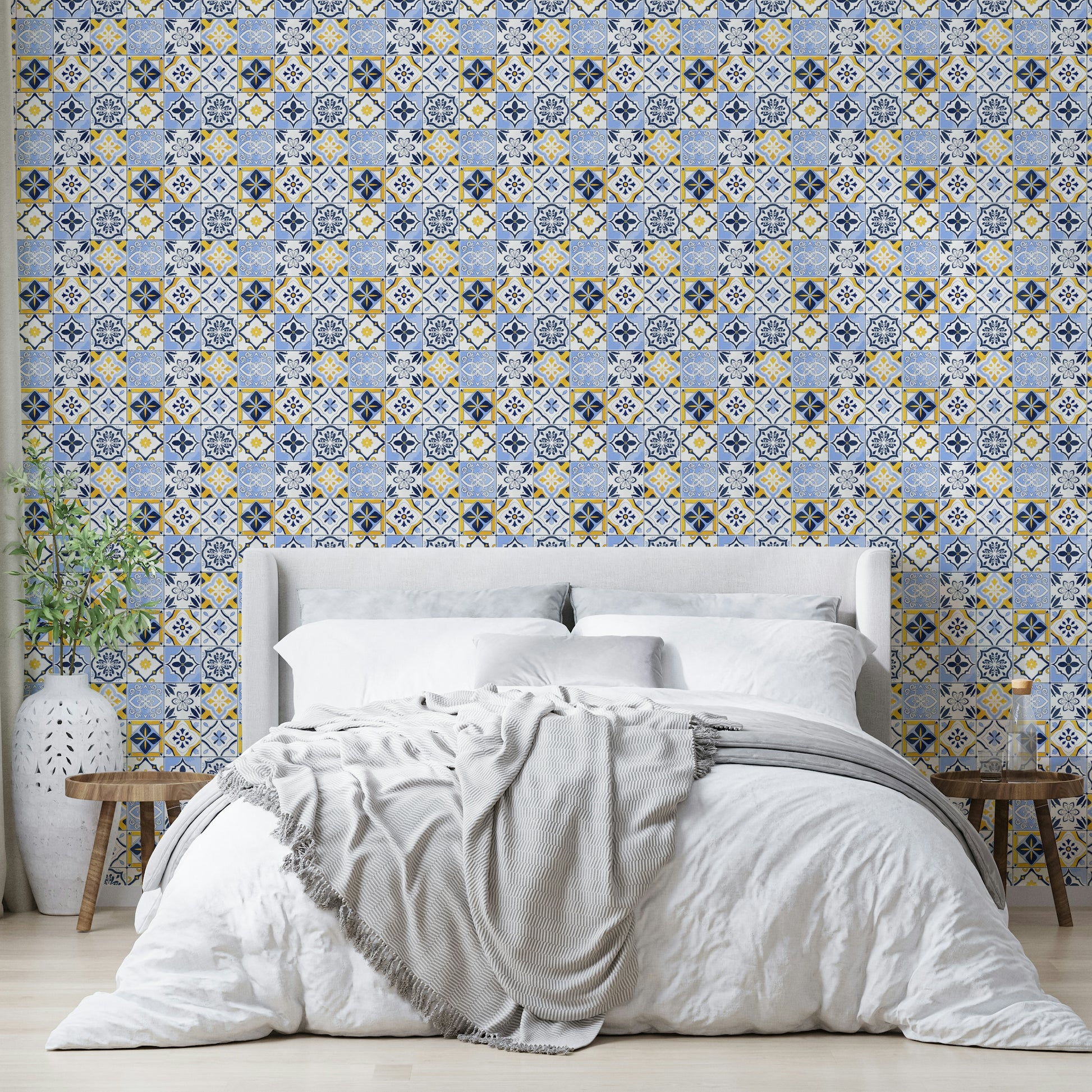 Decorative tile pattern wallpaper mural

