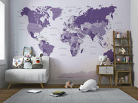 Elegant world map design in vibrant purple

