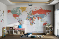 Educational world map wall mural for classrooms

