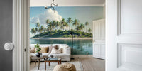Secluded palm beach wallpaper view

