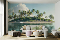 Reflected palm trees mural design

