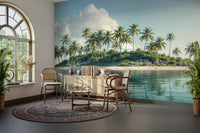 Palm-covered island wallpaper art

