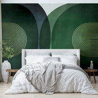 Retro-inspired geometric wall mural design

