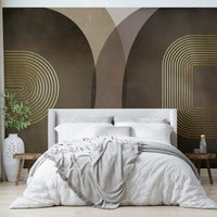 Retro modern wall mural with earthy tones


