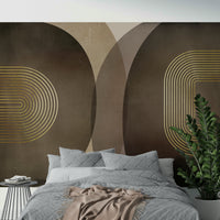 Wood-inspired mid-century modern wall mural

