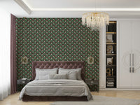 Vibrant green chunky plant wallpaper featuring jungle jewel details

