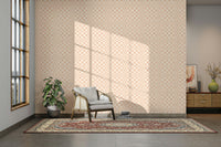 Funky woven check terracotta wallpaper with jewel jungle patterns

