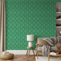 Fresh green leaf scallop jewel jungle wallpaper for vibrant spaces

