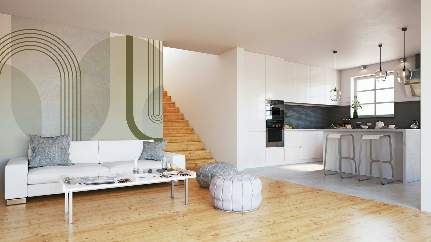 Abstract mid-century mural for creating contemporary elegance

