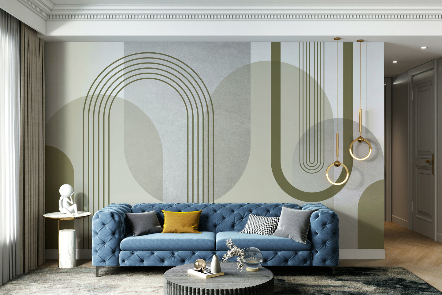 Mid-century modern abstraction wall mural for a bold vibe

