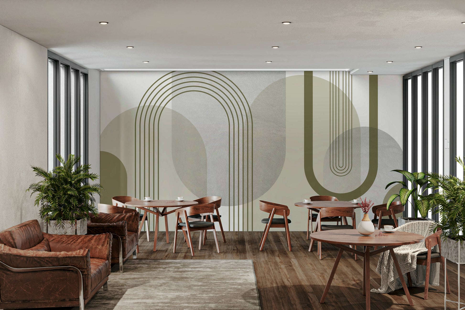 Mid-century abstract mural for a sleek, modern look


