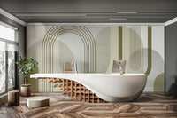 Bold mid-century modern abstraction wall mural design

