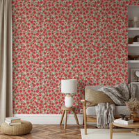 Pink ditsy floral wallpaper for a feminine, cozy touch

