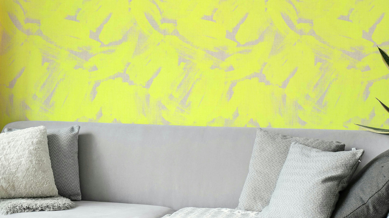 Neon Yellow  Abstract Brushstroke Wallpaper⁠
