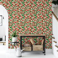 Whimsical cherries design for kitchen wallpaper

