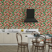 Decorative wallpaper with painterly cherry art

